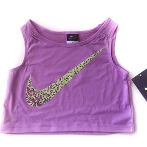 NIKE purple crop top large lime green logo XXS